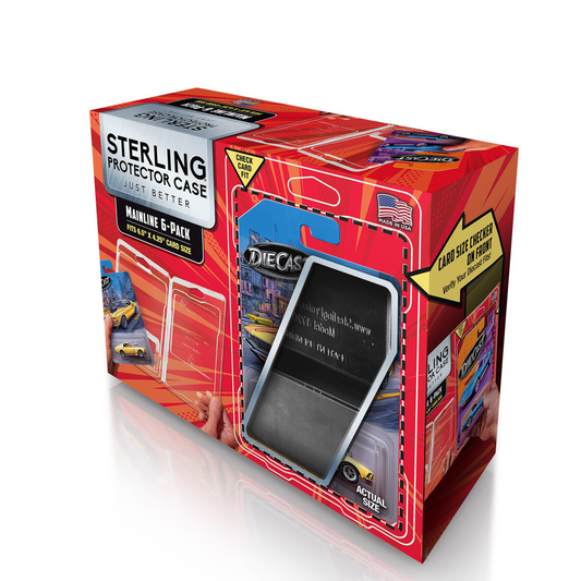 Sterling Protector Case Mainline 6 Pack Gift Box for Hot Wheels & Matchbox Diecast - Fits Card Size 6.5” x 4.25"