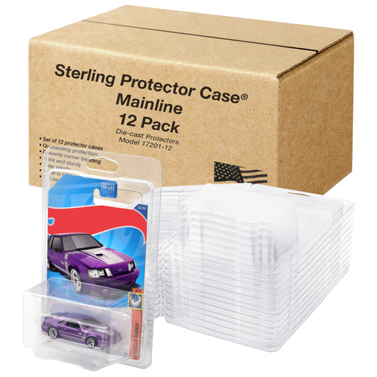 Sterling Protector Case Mainline Lot de 12 pour Hot Wheels et Matchbox moulé sous pression – Convient aux cartes de 16,5 x 10,8 cm 