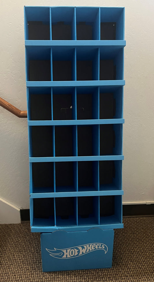 Hot Wheels Blue Cardboard Store Display SHIPPER Holds 144 Cars Plus Box No Cars