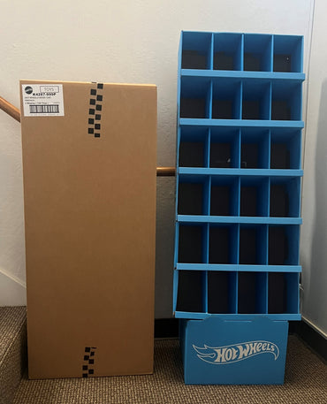 Hot Wheels Blue Cardboard Store Display SHIPPER Holds 144 Cars Plus Box No Cars